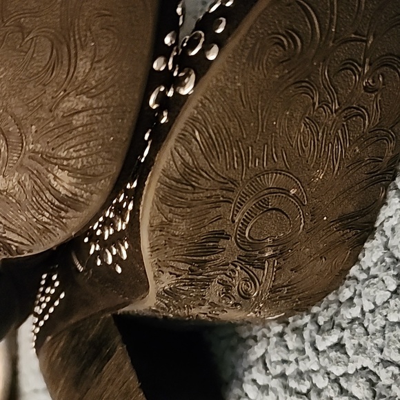 Naughty studded black faux leather zipper booties Size 7 - Picture 13 of 17